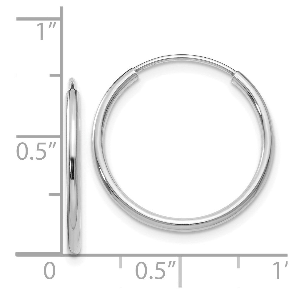 14k White Gold 1.5x17mm Polished Endless Tube Hoop Earrings