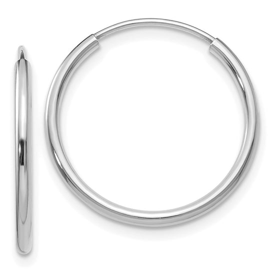 14k White Gold 1.5x17mm Polished Endless Tube Hoop Earrings