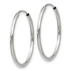 14k White Gold 1.5x23mm Polished Endless Tube Hoop Earrings