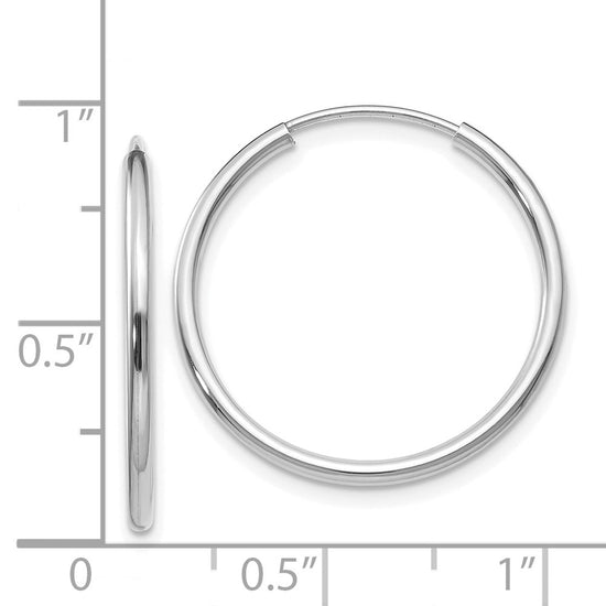 14k White Gold 1.5x23mm Polished Endless Tube Hoop Earrings