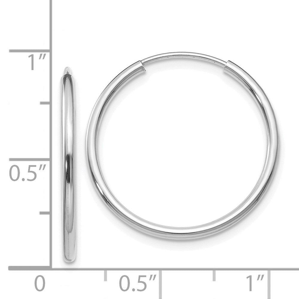 14k White Gold 1.5x23mm Polished Endless Tube Hoop Earrings