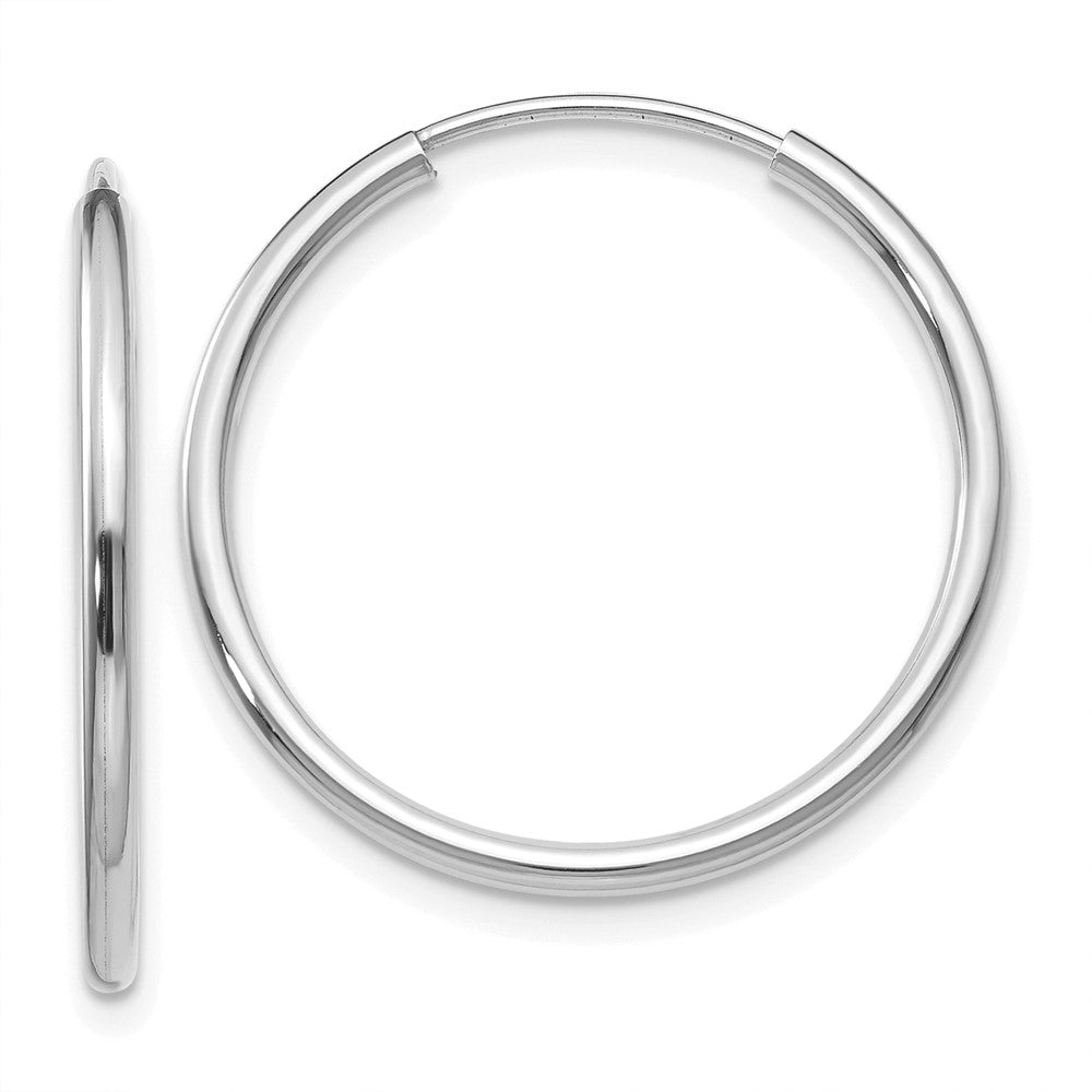 14k White Gold 1.5x23mm Polished Endless Tube Hoop Earrings