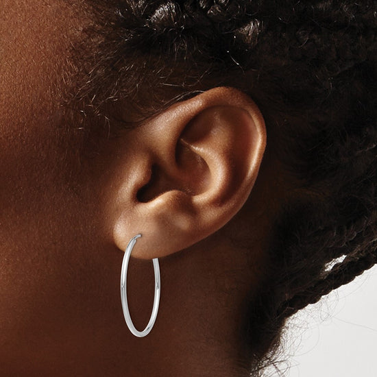 14k White Gold 1.5x26mm Polished Endless Tube Hoop Earrings