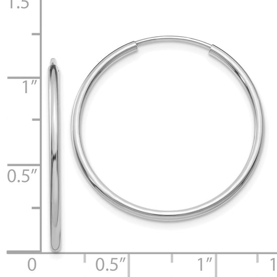 14k White Gold 1.5x26mm Polished Endless Tube Hoop Earrings