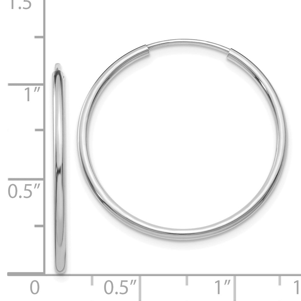 14k White Gold 1.5x26mm Polished Endless Tube Hoop Earrings