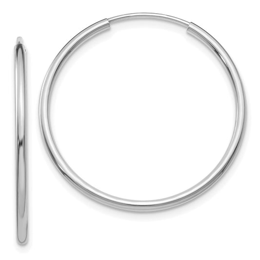 14k White Gold 1.5x26mm Polished Endless Tube Hoop Earrings