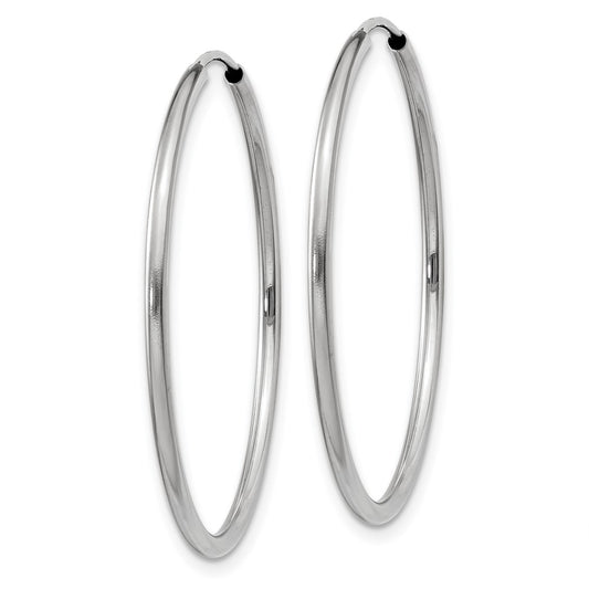 14k White Gold 1.5x30mm Polished Endless Tube Hoop Earrings