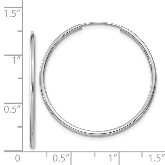 14k White Gold 1.5x30mm Polished Endless Tube Hoop Earrings