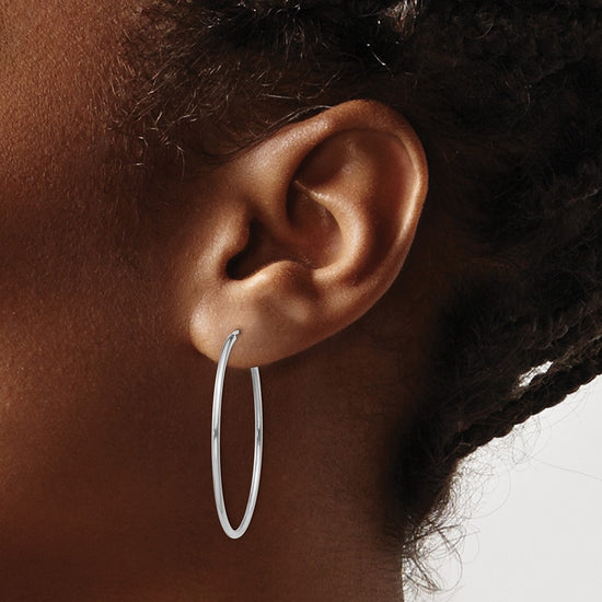 14k White Gold 1.5x38mm Polished Endless Tube Hoop Earrings