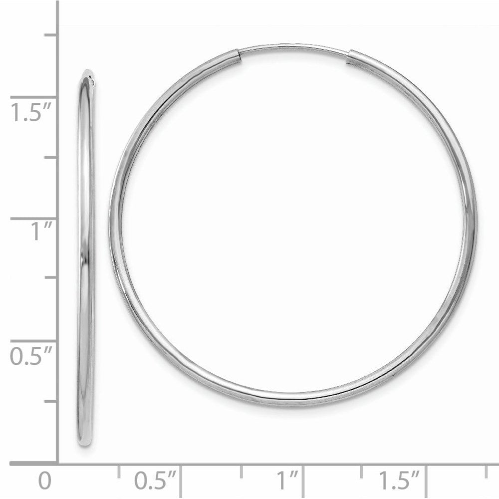 14k White Gold 1.5x38mm Polished Endless Tube Hoop Earrings