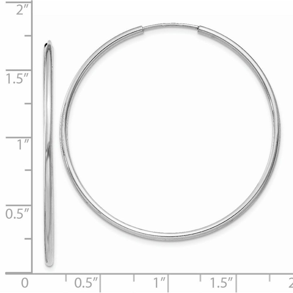 14k White Gold 1.5x40mm Polished Endless Tube Hoop Earrings