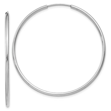 14k White Gold 1.5x40mm Polished Endless Tube Hoop Earrings