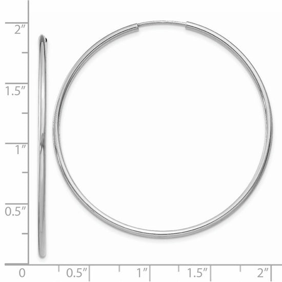 14k White Gold 1.5x45mm Polished Endless Tube Hoop Earrings