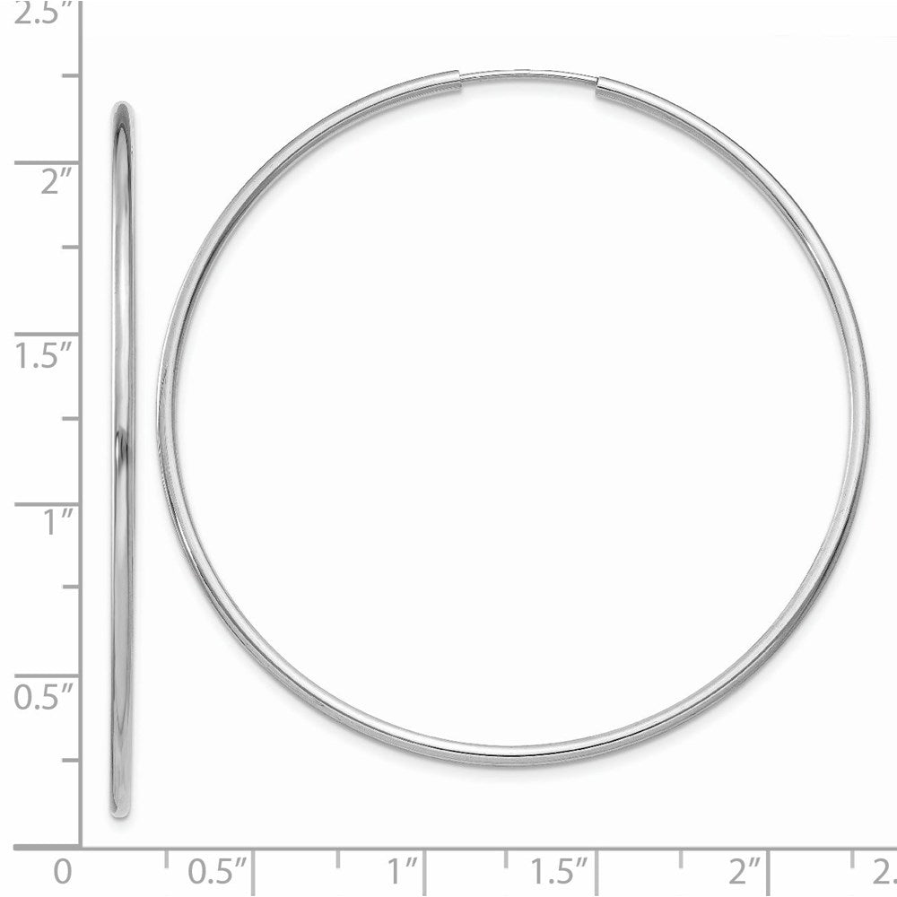 14k White Gold 1.5x51mm Polished Endless Tube Hoop Earrings