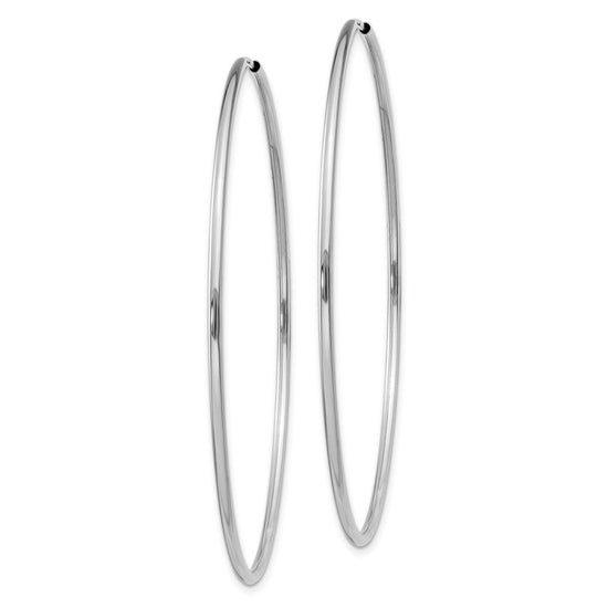 14k White Gold 1.5x55mm Polished Endless Tube Hoop Earrings
