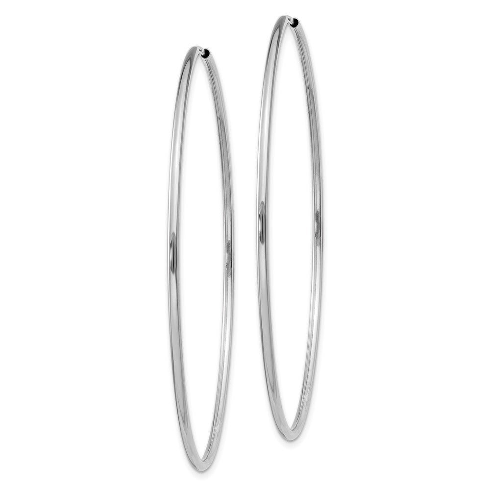 14k White Gold 1.5x55mm Polished Endless Tube Hoop Earrings