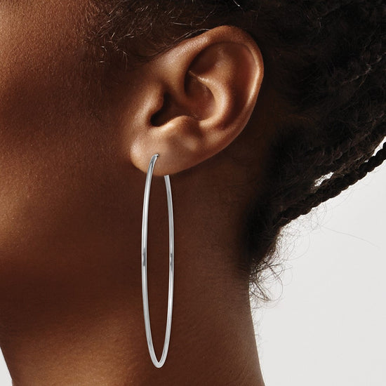 14k White Gold 1.5x64mm Polished Endless Tube Hoop Earrings