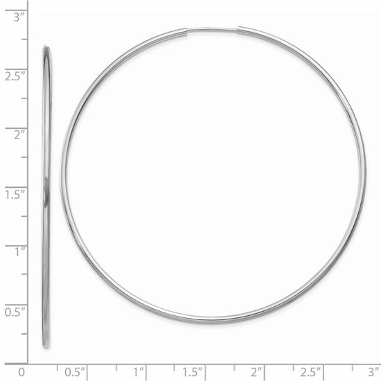 14k White Gold 1.5x64mm Polished Endless Tube Hoop Earrings