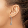 14k White Gold 1.5x40mm Satin Diamond-cut Endless Tube Hoop Earrings