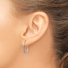 14k White Gold 1.5x20mm Satin Diamond-cut Endless Tube Hoop Earrings
