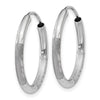 14k White Gold 2x18mm Satin Diamond-cut Endless Tube Hoop Earrings