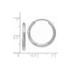 14k White Gold 2x18mm Satin Diamond-cut Endless Tube Hoop Earrings