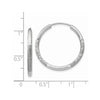 14k White Gold 2x20mm Satin Diamond-cut Endless Tube Hoop Earrings