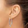 14k White Gold 2x30mm Satin Diamond-cut Endless Tube Hoop Earrings