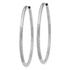 14k White Gold 2x40mm Satin Diamond-cut Endless Tube Hoop Earrings
