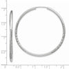 14k White Gold 2x40mm Satin Diamond-cut Endless Tube Hoop Earrings