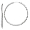 14k White Gold 2x40mm Satin Diamond-cut Endless Tube Hoop Earrings