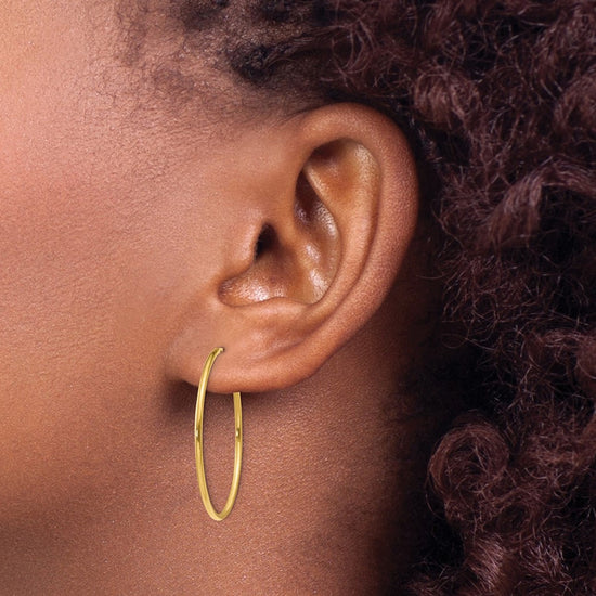 14k 1.2x30mm Polished Endless Tube Hoop Earrings