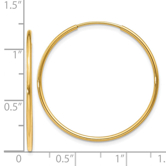 14k 1.2x30mm Polished Endless Tube Hoop Earrings