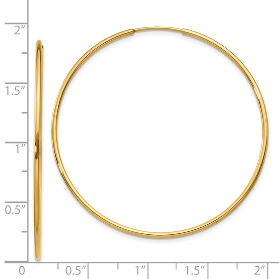 14k 1.2x46mm Polished Endless Tube Hoop Earrings