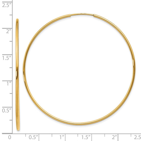 14k 1.2x54mm Polished Endless Tube Hoop Earrings