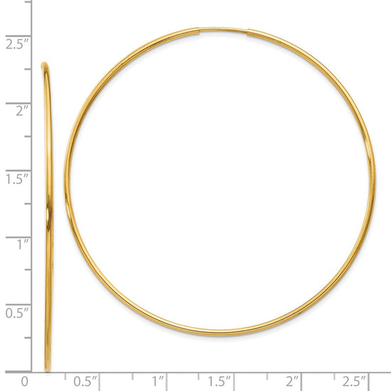 14k 1.2x60mm Polished Endless Tube Hoop Earrings
