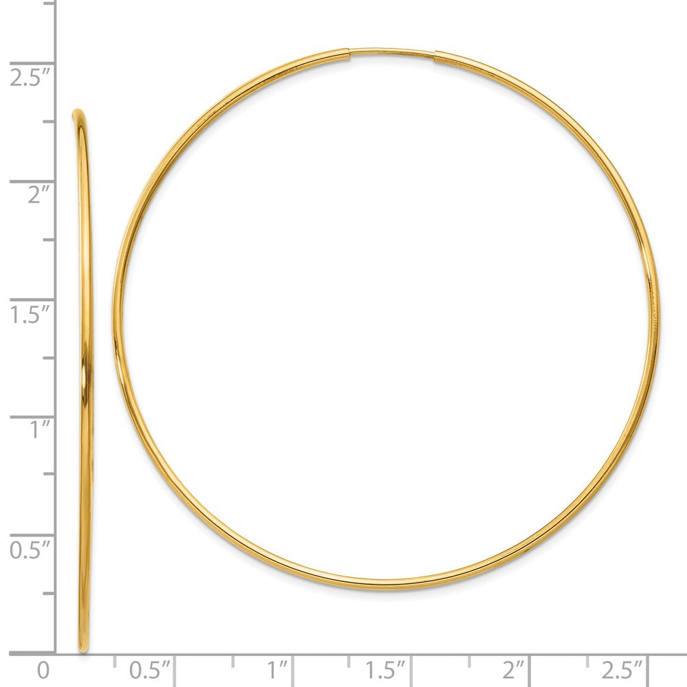 14k 1.2x60mm Polished Endless Tube Hoop Earrings