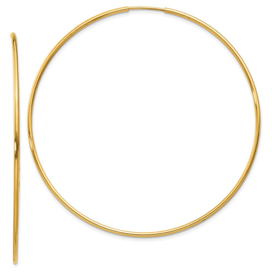 14k 1.2x60mm Polished Endless Tube Hoop Earrings