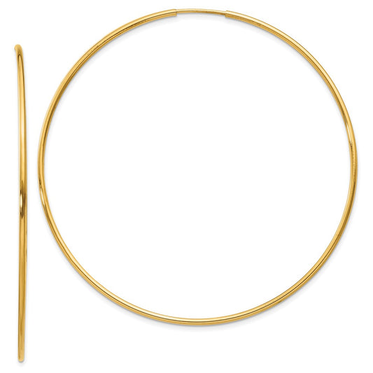 14k 1.2x60mm Polished Endless Tube Hoop Earrings