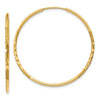 14k 1.2x30mm Satin Diamond-cut Endless Tube Hoop Earrings