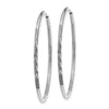 14K White Gold 1.2x30mm Satin Diamond-cut Endless Tube Hoop Earrings