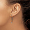 14K White Gold 1.2x30mm Satin Diamond-cut Endless Tube Hoop Earrings
