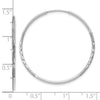 14K White Gold 1.2x30mm Satin Diamond-cut Endless Tube Hoop Earrings