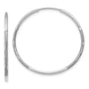 14K White Gold 1.2x25mm Satin Diamond-cut Endless Tube Hoop Earrings