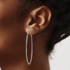 14K White Gold 1.2x50mm Satin Diamond-cut Endless Tube Hoop Earrings