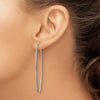 14K White Gold 1.2x60mm Satin Diamond-cut Endless Tube Hoop Earrings