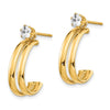 14K Polished J-Hoop Jackets with 4mm CZ Stud Earrings