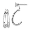 14K White Gold Polished J-Hoop Jackets with 4mm CZ Stud Earrings
