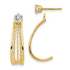 14K Polished J-Hoop Jackets with 4mm CZ Stud Earrings