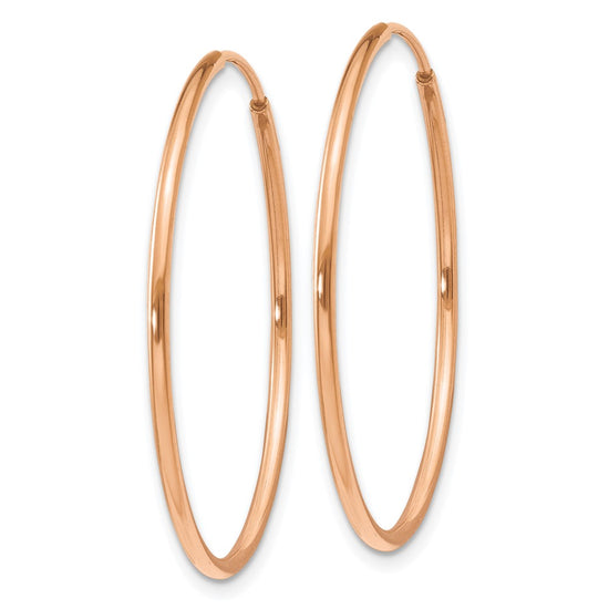14k Rose Gold 1.2x30mm Polished Endless Tube Hoop Earrings